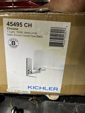 Kichler 45495CH Crosby Chrome 1-Light Wall Sconce Opal Glass New