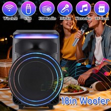 Portable Bluetooth Party Speaker 18" Woofer Powerful Sound System LED PA Speaker