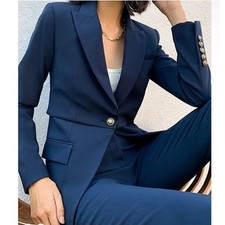 Veronica Beard Mori Dickey Tiered Navy Blue B...