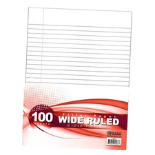 BAZIC W/R 100 Count Filler Paper,White 1-Pack Wide Ruled (100 Sheets)