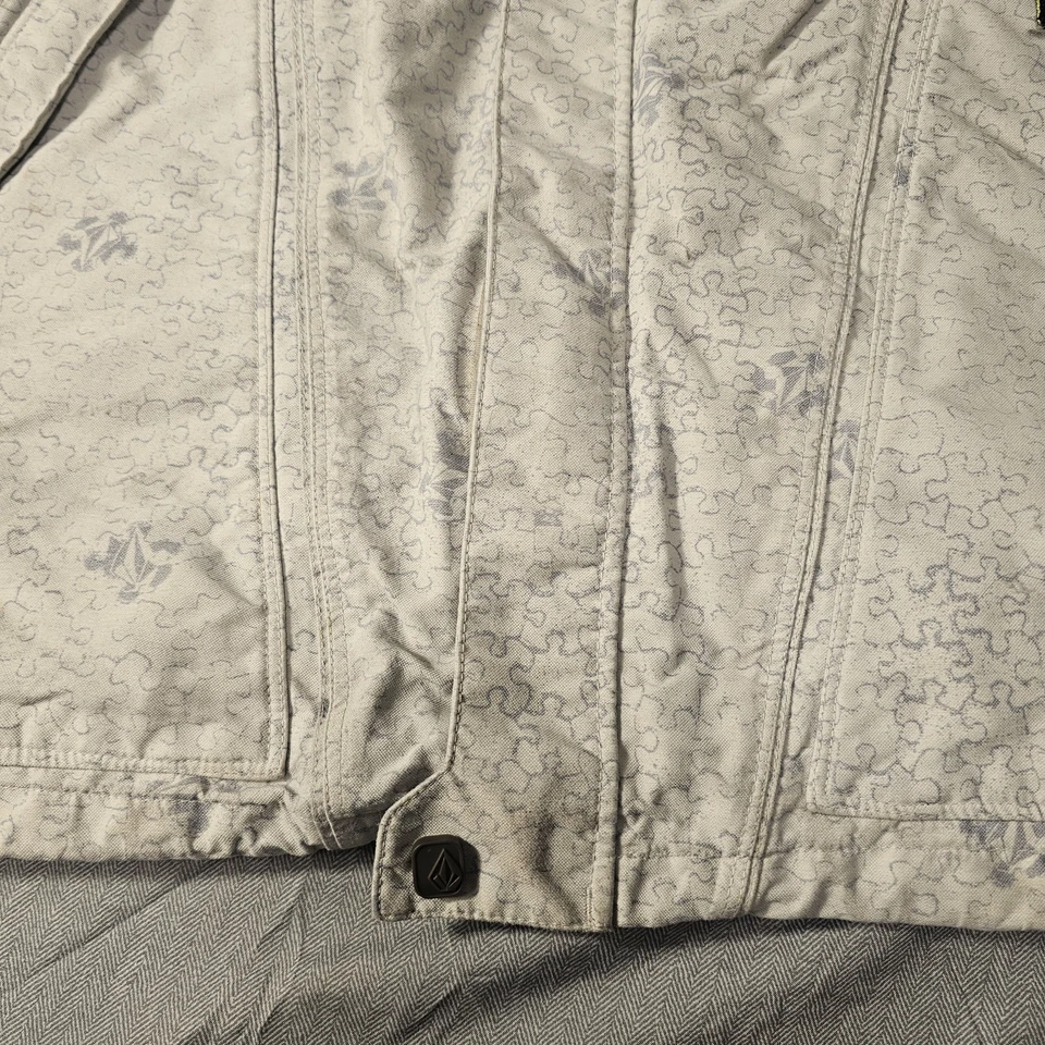 Vintage 2005 Volcom Nimbus Puzzle Print Snow Jacket Men's L White/Yellow G185305 - Image 4 of 4