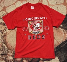 VINTAGE 90s Y2K Cincinnati Reds Tee Red Large MADE IN USA SINGLE STITCH