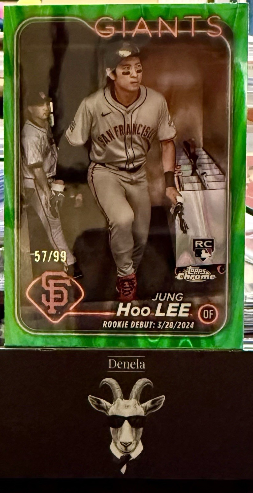 2024 Jung-Hoo Lee Topps Chrome Update Rookie Debut Green Wave Refractor 57/99 RC