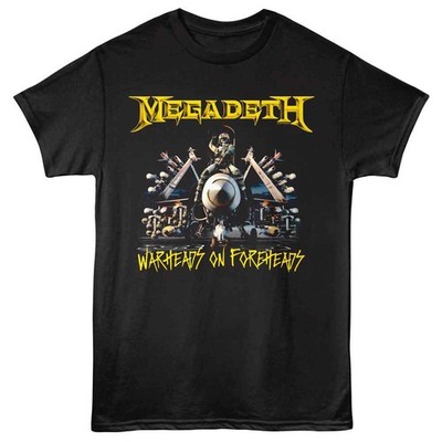 Megadeth Warheads Black Front Print Solid T-Shirt Kurzarm Unisex Erwachsene