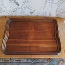 Vintage Large Wooden Oak Serving Tray With  Wooden Handles handmade 20.5 inches 