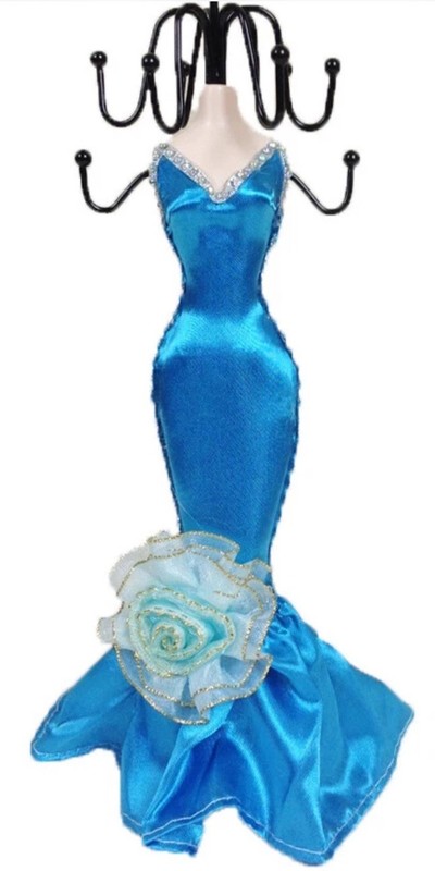 Blue Mannequin Dress Jewelry Earring Necklace Stand Display Holder M018-A20