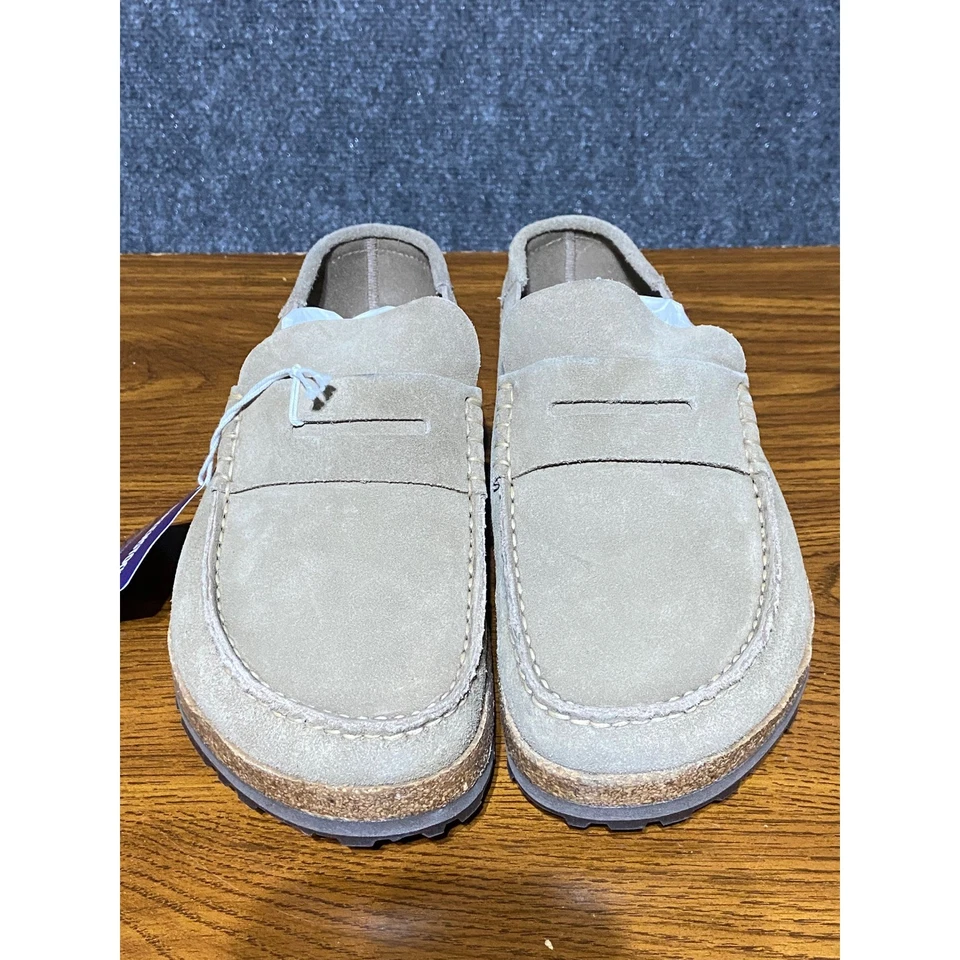 Zuecos Birkenstock Naples de gamuza de cuero topo para hombre EE. UU. 10 UE 43 ajuste regular Foto 2 de 4