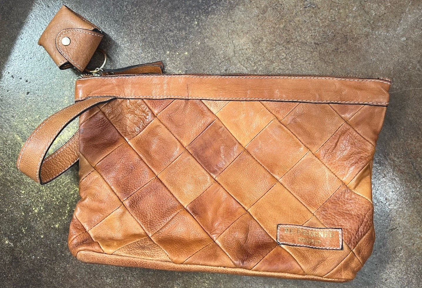 Leather patchwork purse Large Clutch handbag RE:D… - image 4