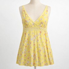 Vintage Victorias Secret Y2K Floral Babydoll Top Size M Yellow Coquette Fairy