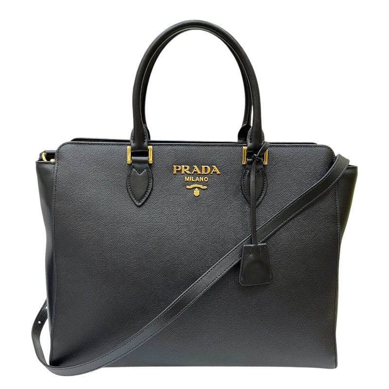 PRADA Saffiano Leather 2-Way Handbag in Black Style 1BA228 #2403