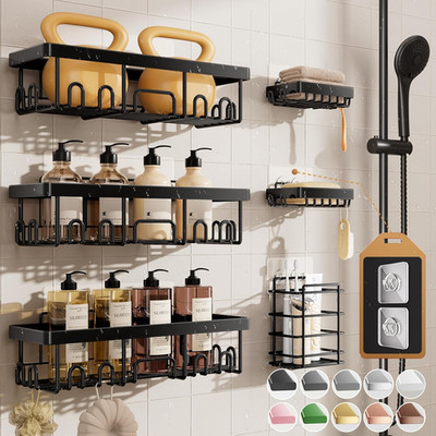 6 Pack Shower Organizers Advanced Rustproof Design No-Drill Adhesive Shelves New