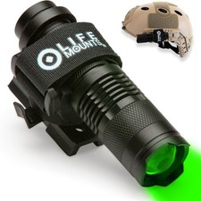 Tactical Helmet Flashlight Mount - 3.5 X 1.5 In, Green LED - Hands-Free Lighting
