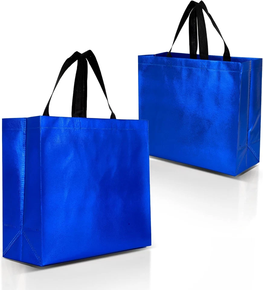 Bolsas de regalo azules de gran tamaño - Juego de 12 y 30 bolsas de regalo reutilizables azules brillantes con un Foto 2 de 4