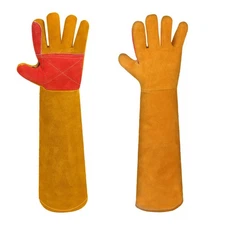 23.6 Inch Animal Handing Gloves Bite Proof Leather Welding Gloves for Dogs Cats