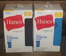 Hanes Originals Boys Stretch Tanks, Assorted 4pk, Buy Two And Save 20 