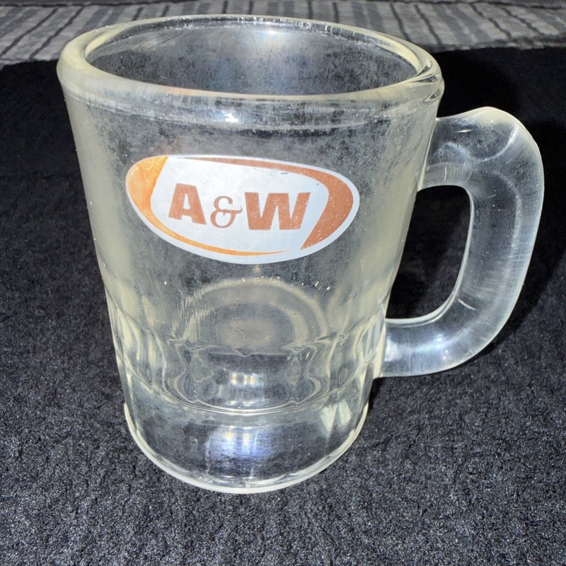 Small A&W ROOT BEER Clear Glass Mug ~ Mini Collector Mug