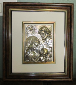 Creazioni Artistiche Jesus Mary Joseph Made Italy 3D Picture 925 Sterling Silver