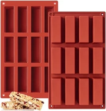 2 Pack Silicone Granola Bar Molds, 12 Cavity Rectangle Protein Bar Mold Silicone