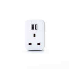 Multi USB Plug Adapter White, 2 Port USB Adaptor Plug Through, S2USBPTAWH1PK3