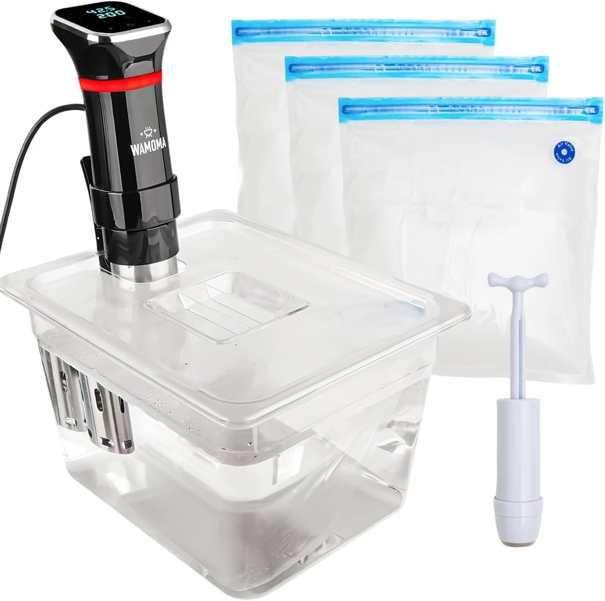 Sous Vide Complete Set: 1100W Cooker, 12-Qt Container & Vacuum Kit