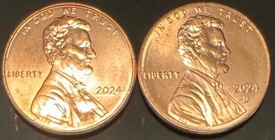 2024 Lincoln Shield Cent P D Uncirculated BU 2 Coin Lot From Original Rolls