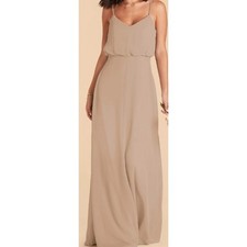 BIRDY GREY XS Taupe Spaghetti Straps V-Neck Formal Gwennie Maxi Dress NWT B116