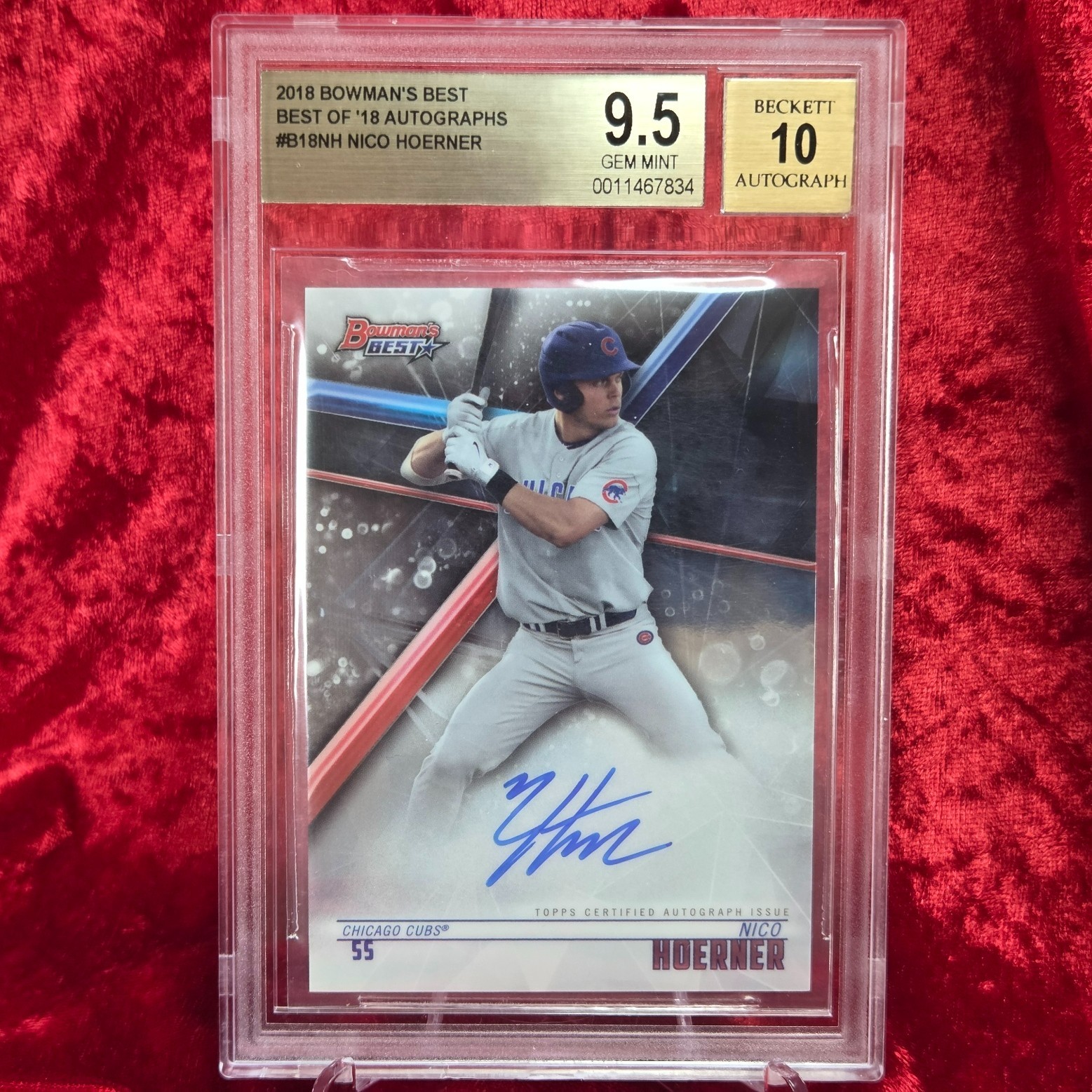2018 BOWMAN'S BEST NICO HOERNER #B18-NH BEST OF '18 BGS 9.5 10 AUTO CHICAGO CUBS