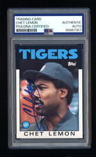 CHET LEMON SIGNED 1986 TOPPS PSA/DNA AUTOGRAPHED DETROIT TIGERS ALL STAR WSC