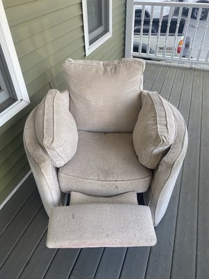 swivel barrel push back chair recliner - living room chair - white