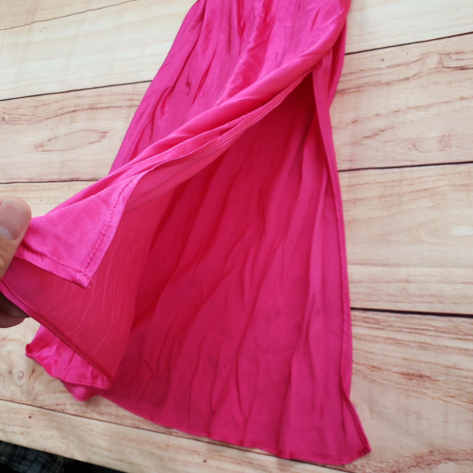 Zara Dress Womens Small Pink Maxi Satin Slip Ruched Spaghetti Strap Viscose New thumbnail 6
