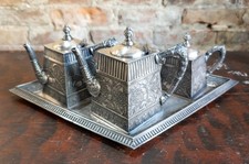 Antique American Rockford Aesthetic Movement Silverplate Tea Service with Tray