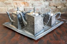 Antique American Rockford Aesthetic Movement Silverplate Tea Service with Tray