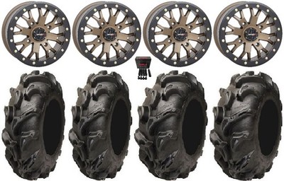 System 3 SB-4 Bronze (4+3) 14'' Wheels 27'' Mega Mayhem Tires Polaris Sportsman