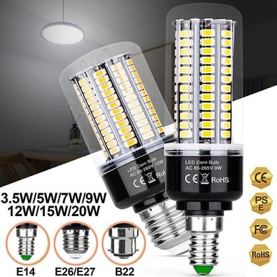 E14 E27 B22 5W-20W LED Mais Birne Glühbirne Warmweiß Kaltweiß Energiesparlampen