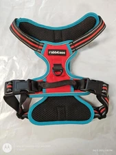 rabbitgoo No Pull Dog Harness Adj. Reflective Control Handle MEDIUM Red/TEAL