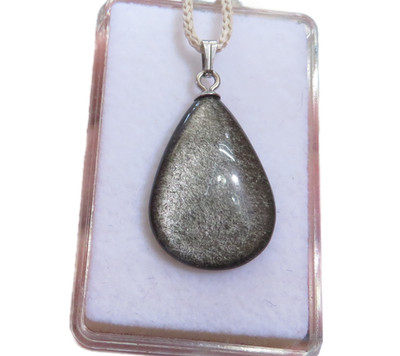 Silber Obsidian Cabochon Anhänger 26,4x19 mm Nr. 5546