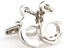 Handcuffs Pair Cufflinks Police FBI CIA Wedding Fancy Gift Box & Polishing Cloth