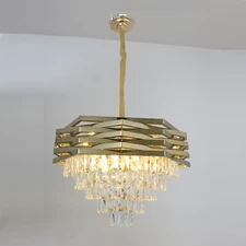 12-Light Gold 5-Tier Crystal Chandelier  For Living Dining Room Foyer Modern NEW