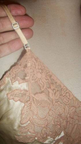 AMAZING VINTAGE 1940'S WWII ERA ALL SILK CREAM DRESS BIAS SLIP WITH ECRU LACE S - Picture 8 of 8