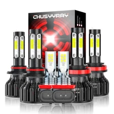 Combo 9005+H11+H11 LED Headlight Kit Fog light Bulbs High Low Beam 6000K White A