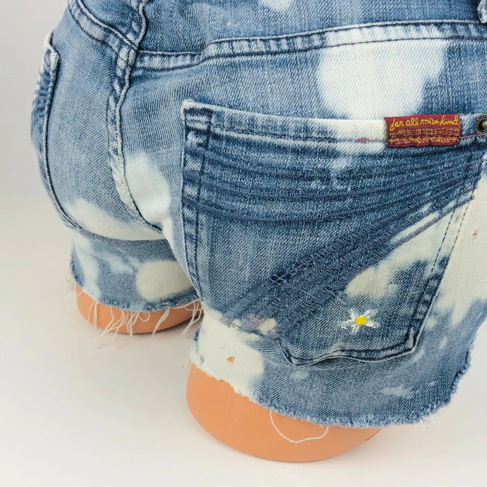 Pantalones Cortos Jean 7 For All Mankind Blanqueados Dojo Margaritas Reciclados Bohemios 27 Foto 4 de 4