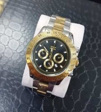 x Orologio Polso Zcc Uomo Quarzo Cronografo Elegante Oro Silver Fondo Nero lac