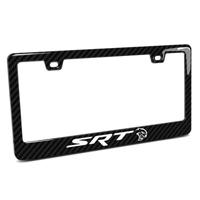 Dodge SRT Hellcat Carbon Fiber Finish License Plate Frame - Black 3K ABS Plastic