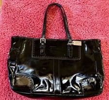 Authentic And Beautiful COACH Large, Black Patent Leather, Lined Tote