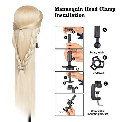 Color Blond Cosmetology Mannequin Head Human Hair Hairdressing Training Doll 28″ - Picture 3 of 6