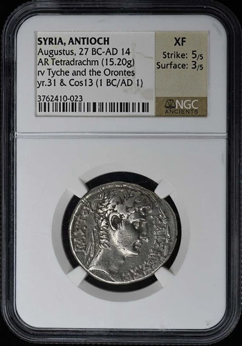 Augustus, 27 BC-AD 14 SYRIA, ANTIOCH AR Tetradrachm NGC XF40 1 BC/AD