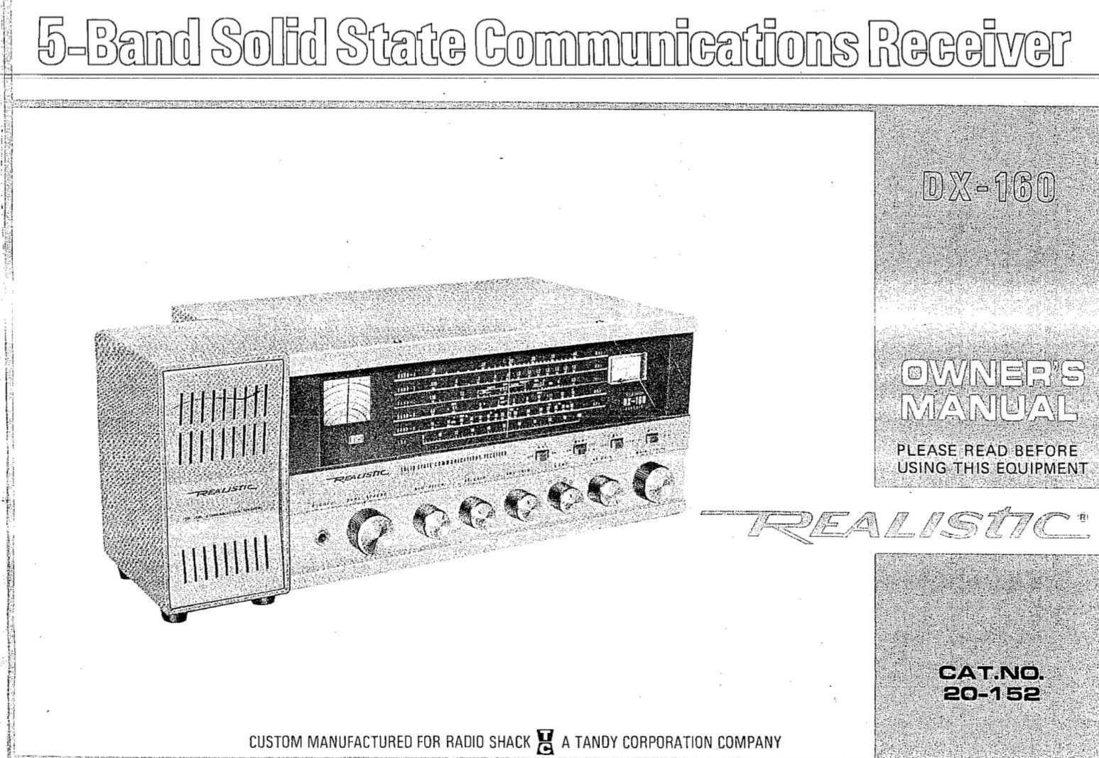 Realistic DX-160 Shortwave Receiver Owner's manual : cat.NO.20-152 Reprint  | eBay