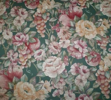 Vintage Large Red & Orange Floral & Fruit on Dark Green by Shand Kydd 81411
