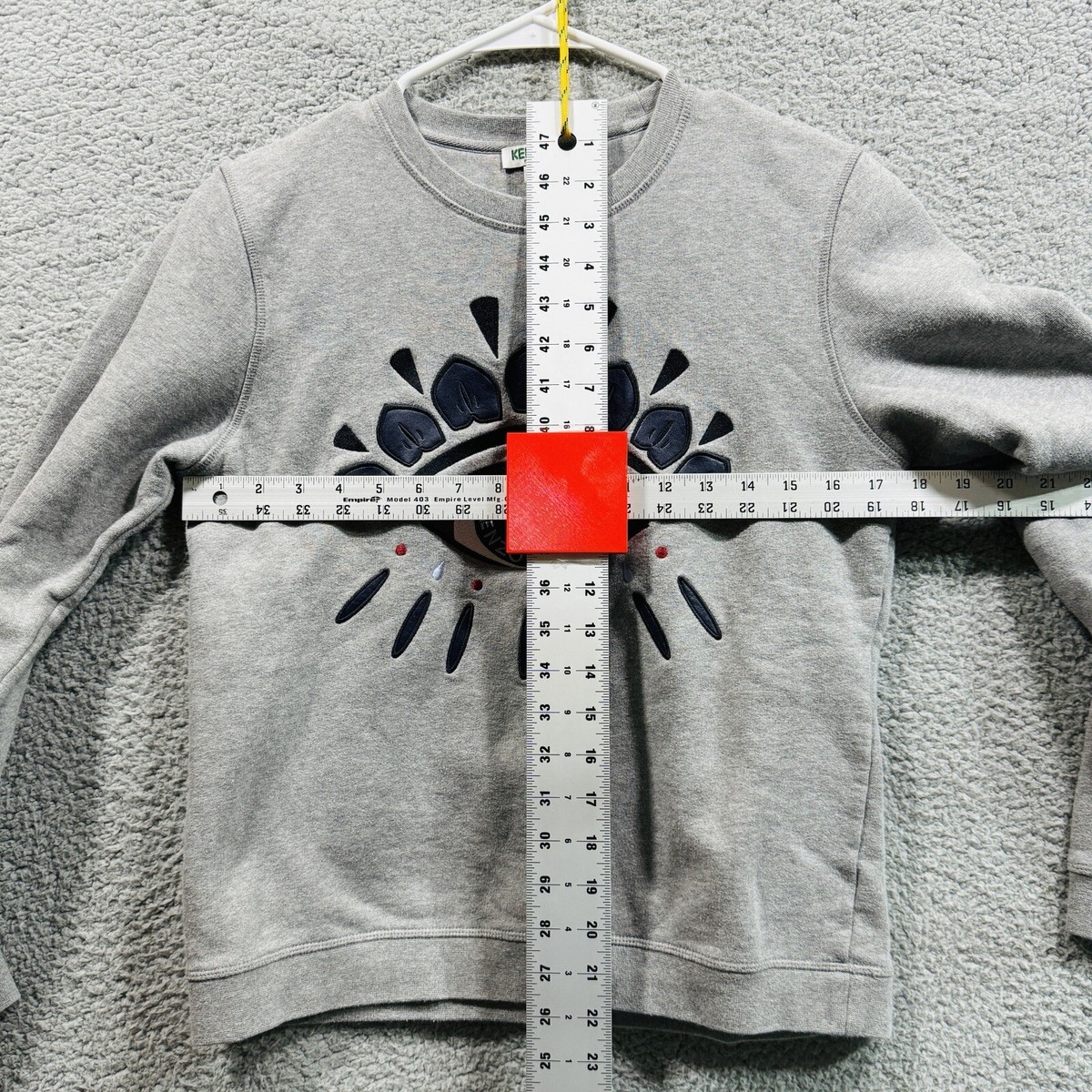 KENZO Paris Eye Embroidered Crew Gray Slim Sweatshirt Sz