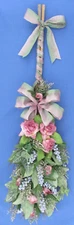 NEW Indoor Artificial Flowers Decorative Broom 32"x10"x4" Grapevine Pink Roses